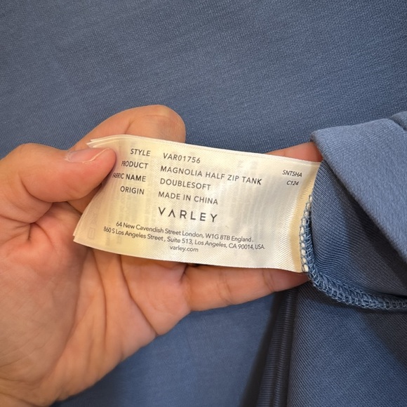 NWOT Varley Magnolia Half Zip Tank Top Double Soft Sz S Blue - Picture 5 of 7